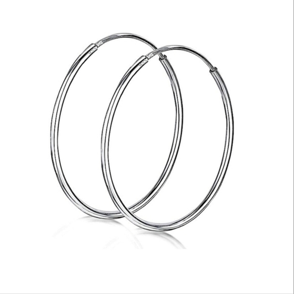 Sterling Silver 30mm Endless Hoop Earrings - Picture 5 of 5
